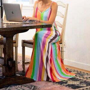 NEW! Skivys Striped Malibu Goddess Gown Maxi Dress XS
